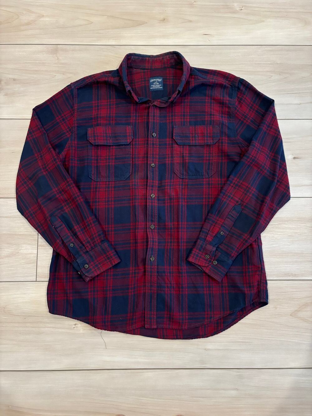 Faded Glory Y2K faded men’s red plaid long sleeve skater flannel vintage 2000s L